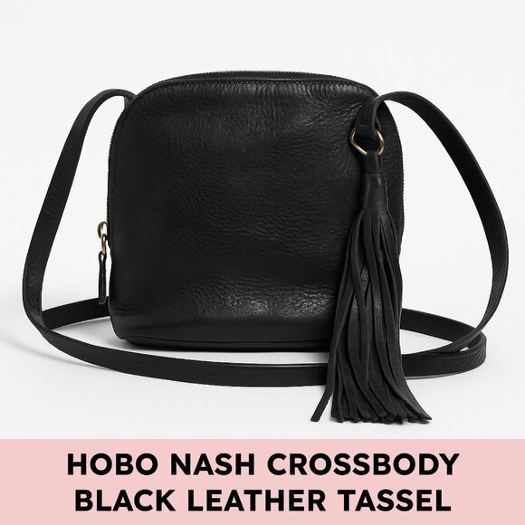 HOBO Handbags - Hobo Nash Black Pebbled Leather Crossbody Bag With Tassel Small